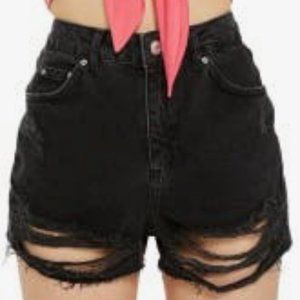 Topshop Moto Black Distressed Mom Jean Shorts (Size 8)